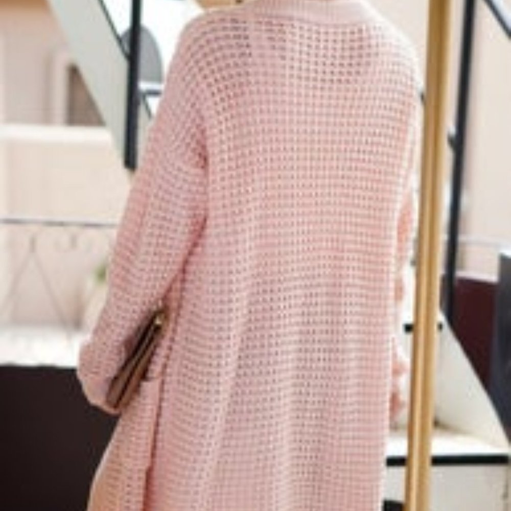 Long Cozy Cardigan in Pink